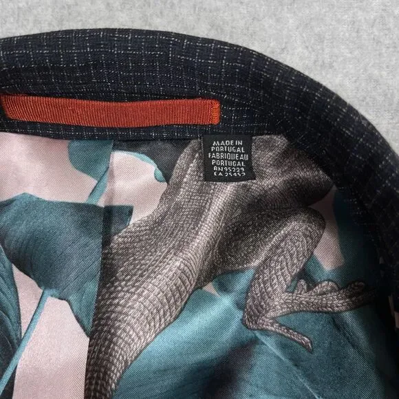 Ted Baker London Blazer Mens 6 XXL 42R Groove Micro Check Blue Sport Coat Iguana